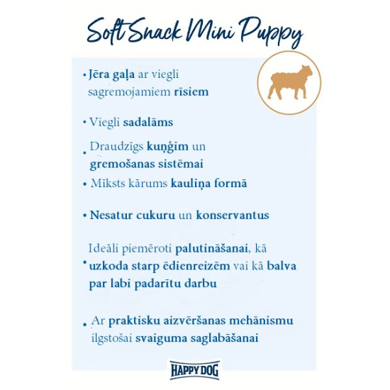 Happy Dog Soft Snack Mini Puppy - maiuspalad väikest tõugu kutsikatele lambaliha ja riisiga