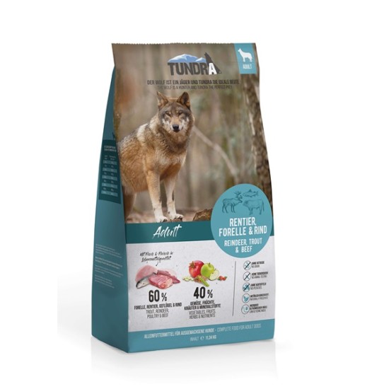 Tundra Dog Rentier, Forelle & Rind - сухой корм для собак с олениной, форелью и говядиной